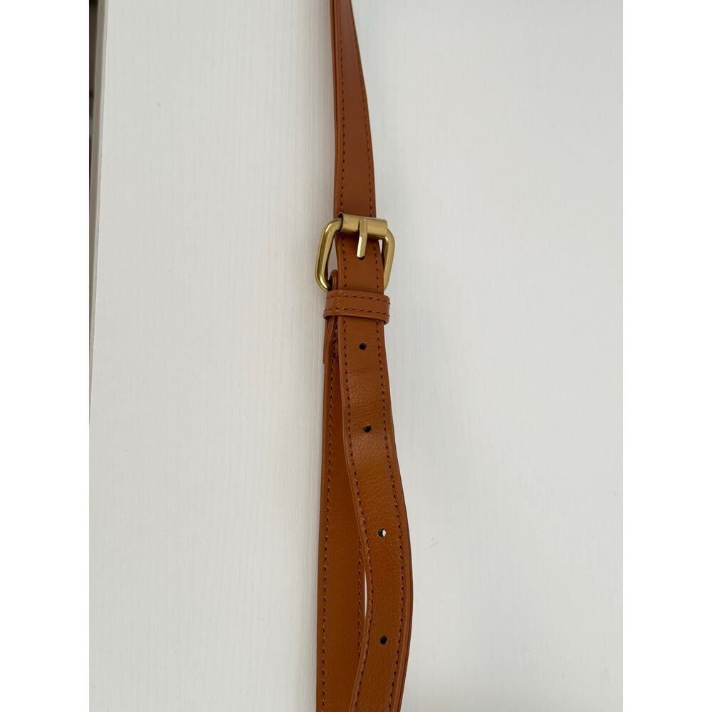 JJ Winters Ivy Crossbody Bag Cognac Leather Saddle Gold Ring - Picture 10 of 12